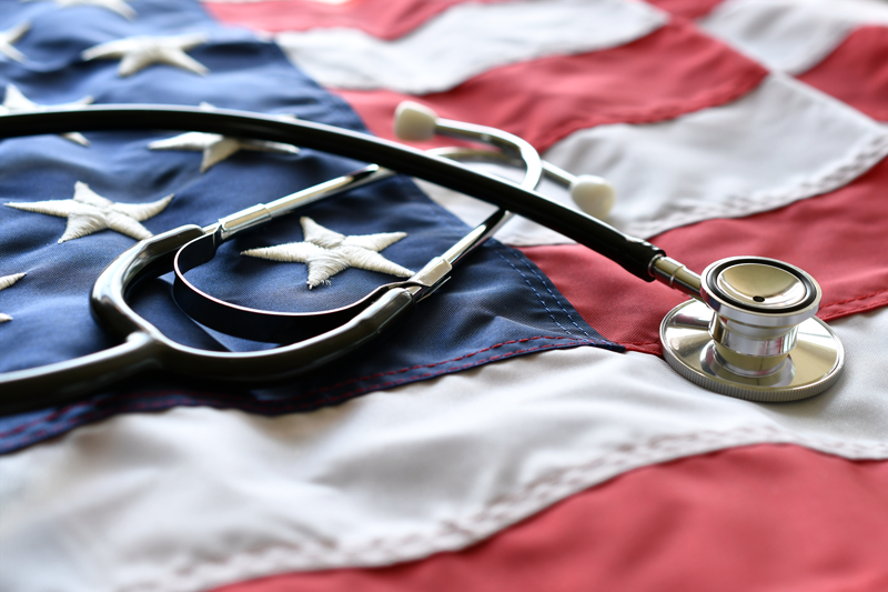 United States Flag with stethoscope