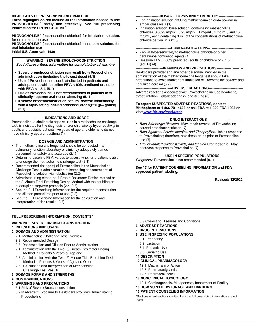 Provocholine USA PIL